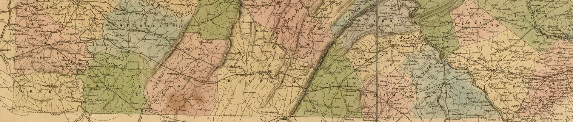 An 1839 map of Pennsylvania from the Library of Congress.